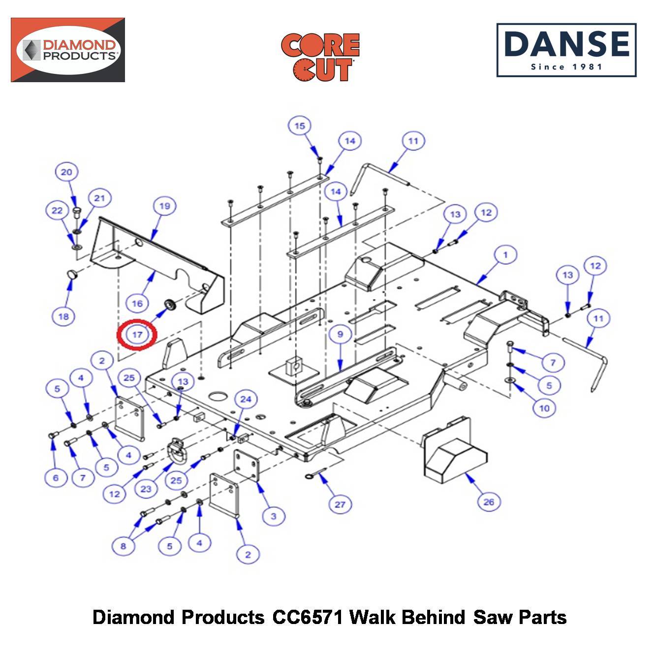 Grommet, 1"ID For 1/8" Thick Panel 2504455 Fits Core Cut CC6571 Walk Behind Saw By Diamond Products