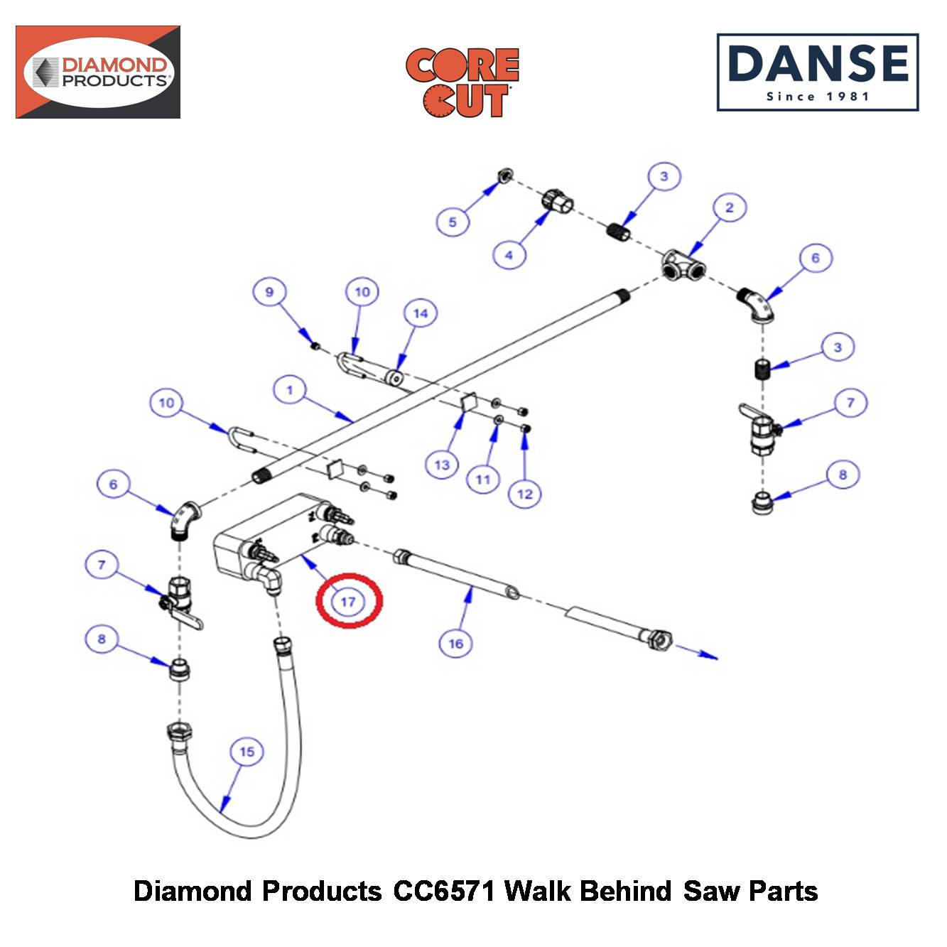 Fuel Cooler Assembly For CC6571 Saw 6019222 Fits Core Cut CC6571 Walk Behind Saw By Diamond Products