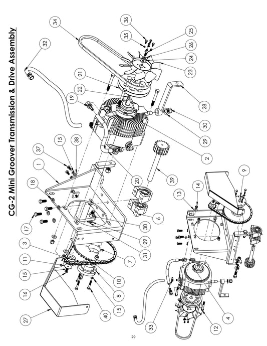 CG-2 (Electric) Mini Groover Transmission & Drive Assembly Parts