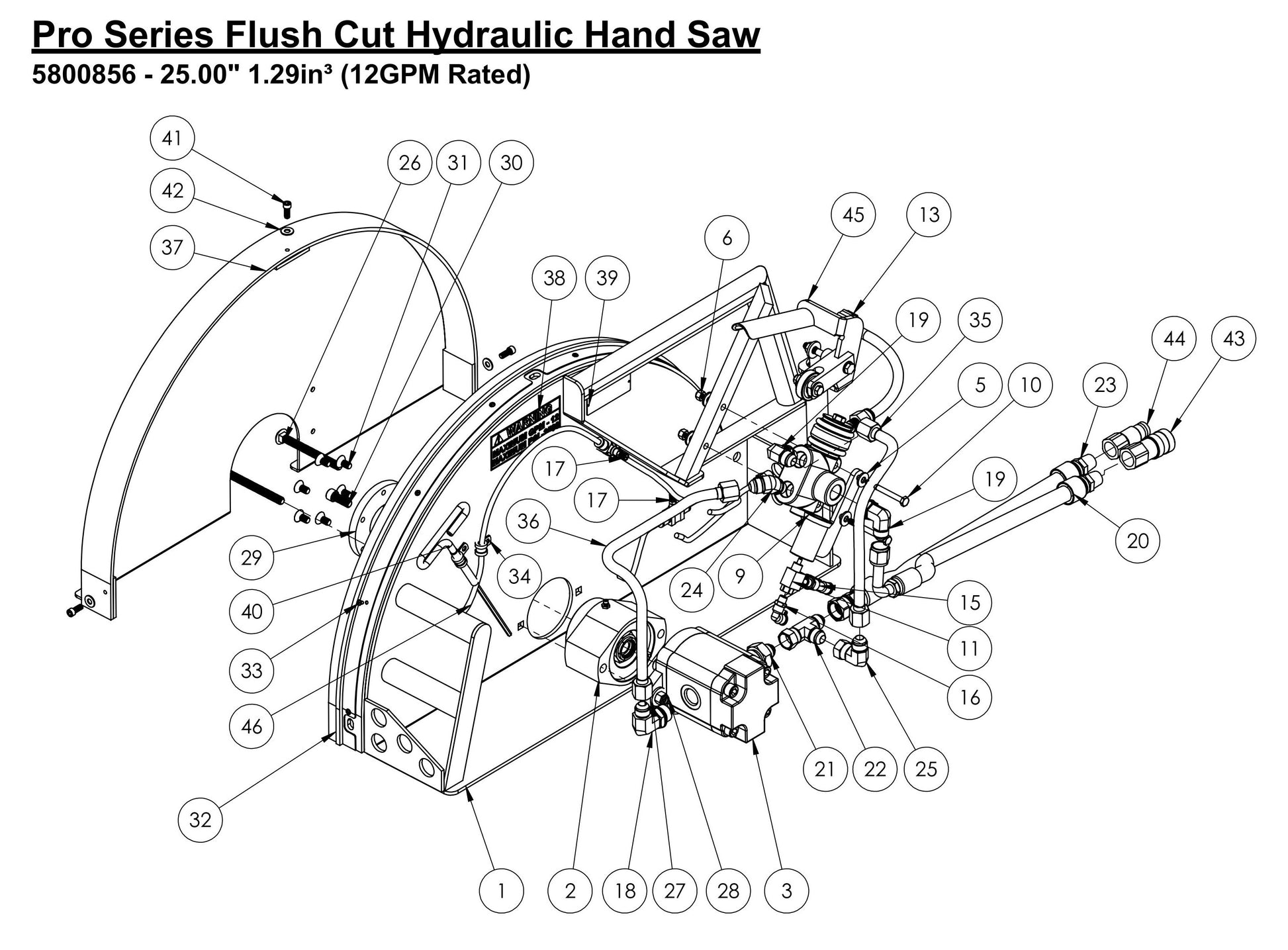HS-24-F-15 Pro Series Flush Cut Hydraulic Hand Saw Assembly Parts