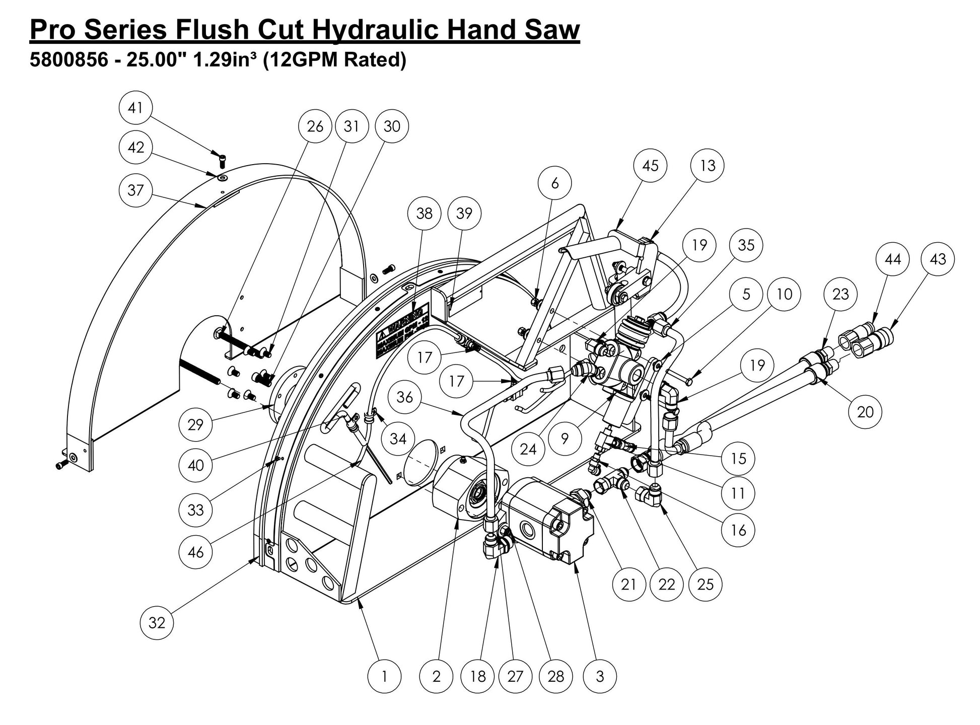 HS-25-F-12 Pro Series Flush Cut Hydraulic Hand Saw Assembly Parts