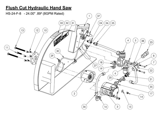 HS-24-F-8 Flush Cut Hydraulic Hand Saw Assembly Parts