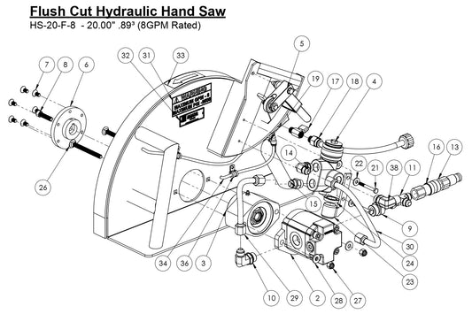 HS-20-F-8 Flush Cut Hydraulic Hand Saw (20.00&quot; 8GPM)