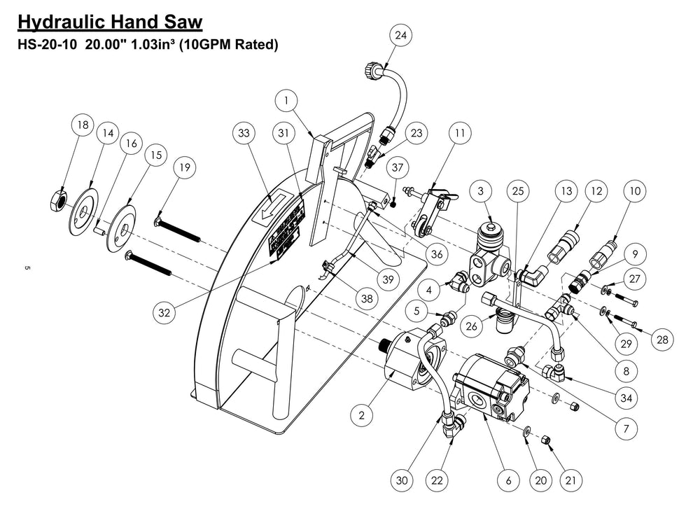 HS-20-10 Hydraulic Hand Saw Assembly Parts