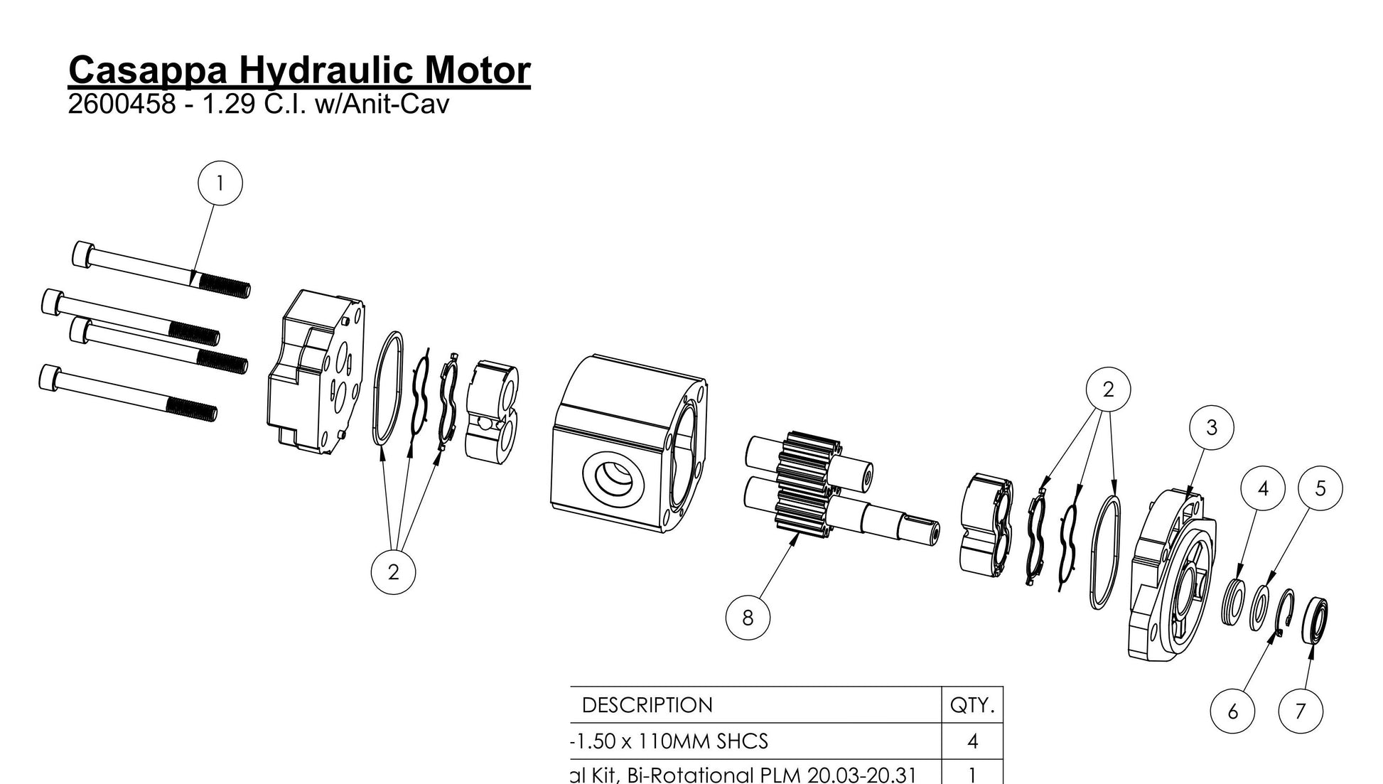 HS-20-12 Cassappa Hydraulic Motor Assembly Parts