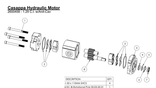 HS-20-12 Cassappa Hydraulic Motor Assembly Parts