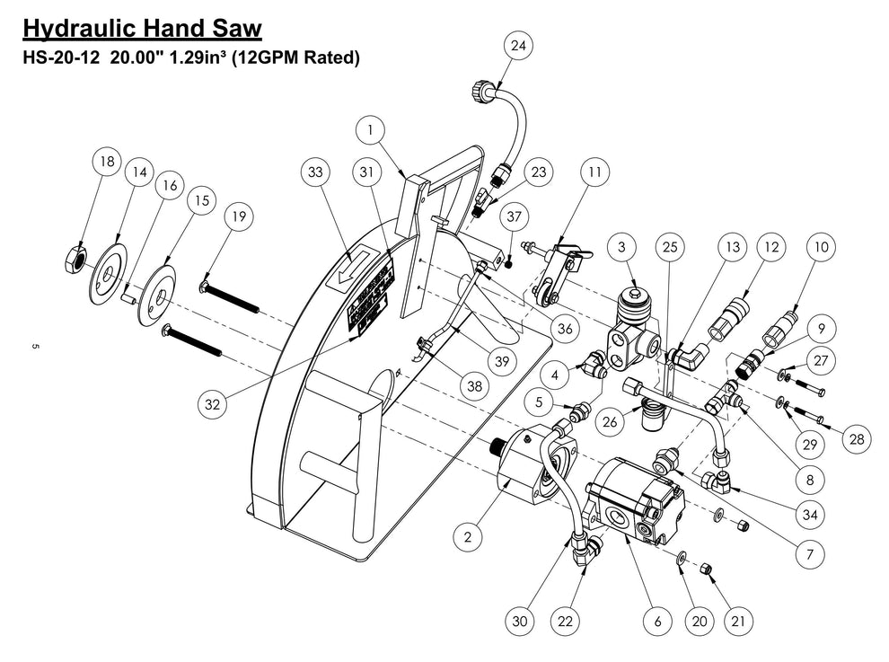 HS-20-12 Hydraulic Hand Saw Assembly Parts
