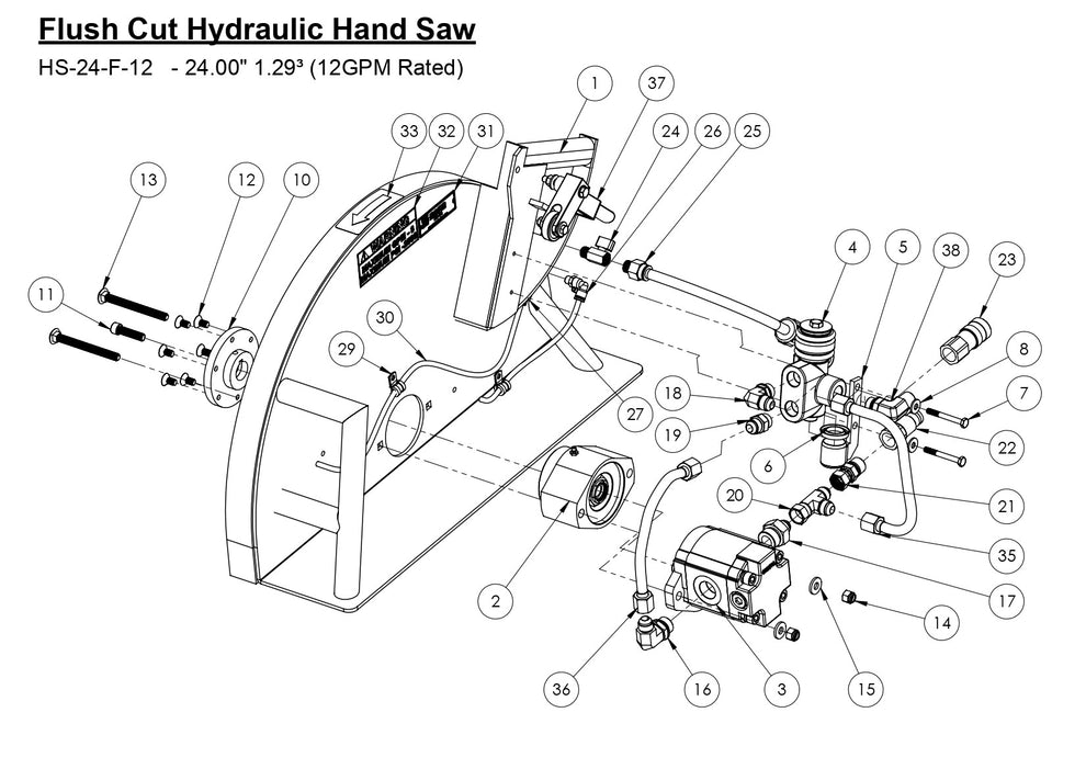HS-24-F-12 Flush Cut Hydraulic Hand Saw Assembly Parts