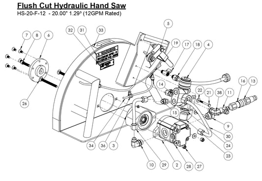 HS-20-F-12 Flush Cut Hydraulic Hand Saw (20.00&quot; 12GPM)