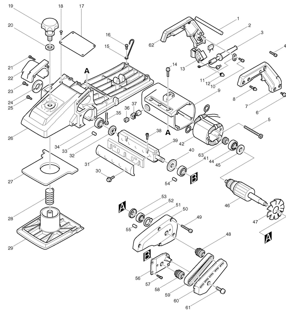 1806B Planer Assembly parts By Makita