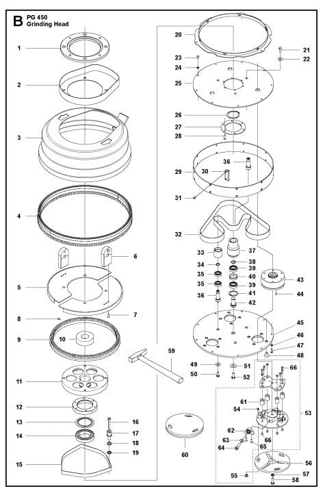 Grinding Head Assembly Parts for PG 450 2018-02 By Husqvarna