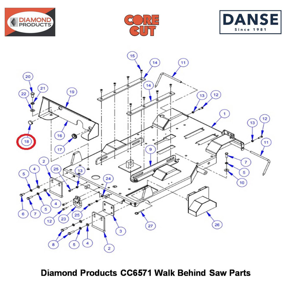 Plug, 1-3/8" Hole 2506087 Fits Core Cut CC6571 Walk Behind Saw By Diamond Products