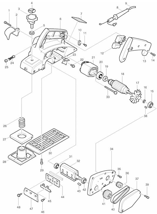 1902 Planer Assembly parts By Makita