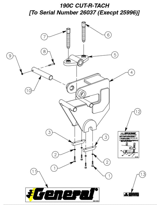 190C CUT-R-TACH [To Serial Number 26037 (Except 25996)] Parts by General Equipment