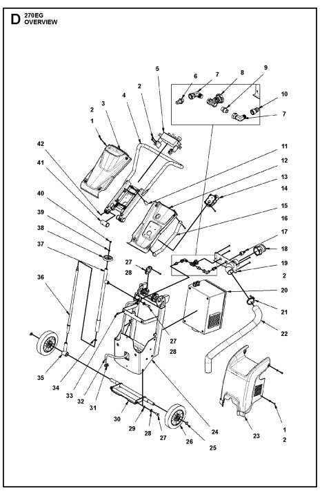 Overview 1 Assembly Parts For HTC 270 EG By Husqvarna