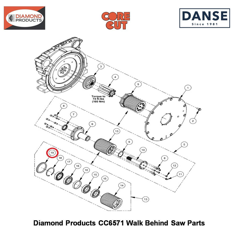Seal 80MM V-ring 2503756 Fits Core Cut CC6571 Walk Behind Saw By Diamond Products