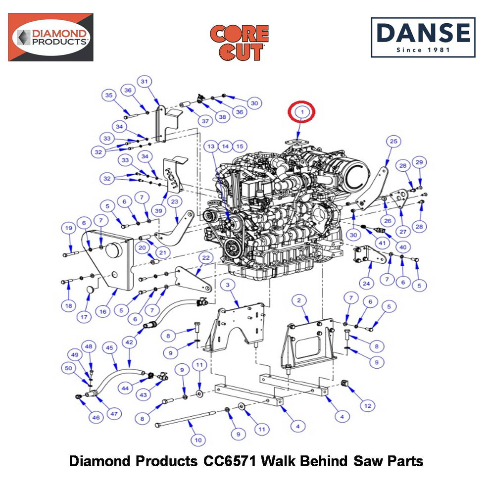 71HP Kubota Engine Tier 4 Model V2607 2600707 Fits Core Cut CC6571 Walk Behind Saw By Diamond Products