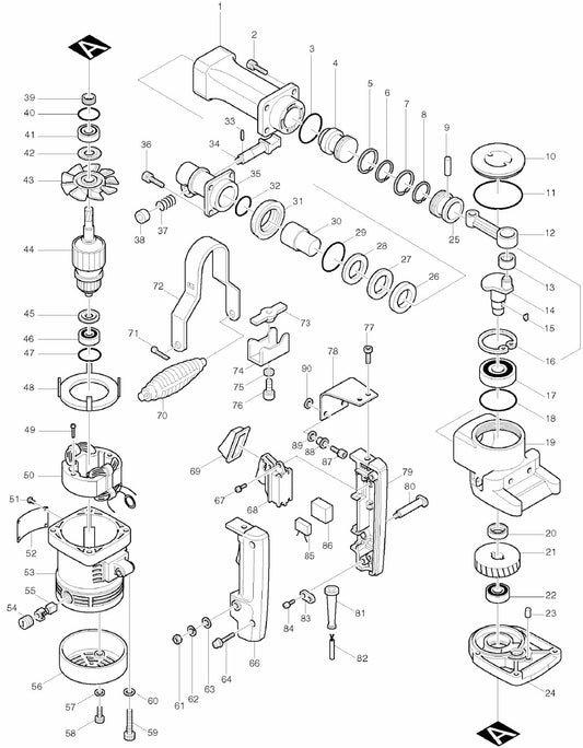HM1211B Demolition Hammers Assembly Parts By Makita