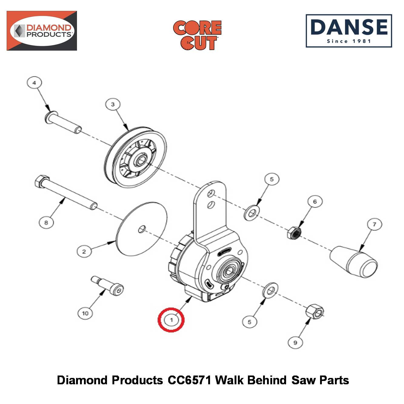 Rotary Tensioner 2501750 Fits Core Cut CC6571 Walk Behind Saw By Diamond Products