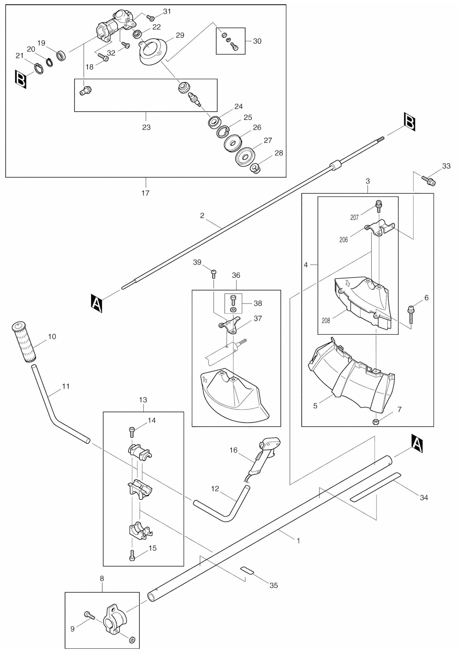 EM4250 Mini 4 Stroke Brush Cutter Assembly Part 1 by Makita