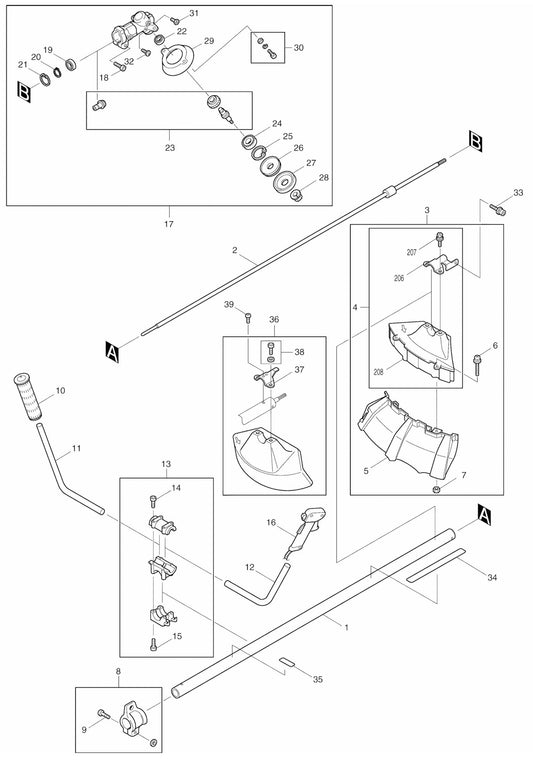 EM4250 Mini 4 Stroke Brush Cutter Assembly Part 1 by Makita