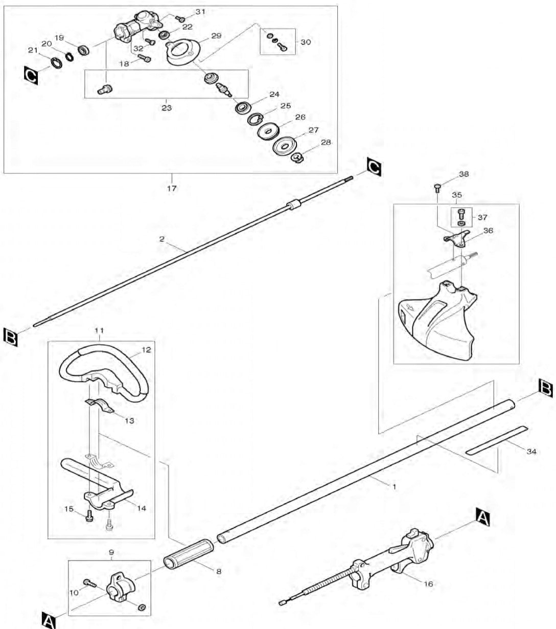 EM4251, EM4251CA 4 Stroke String Trimmer Assembly Part 1 by Makita