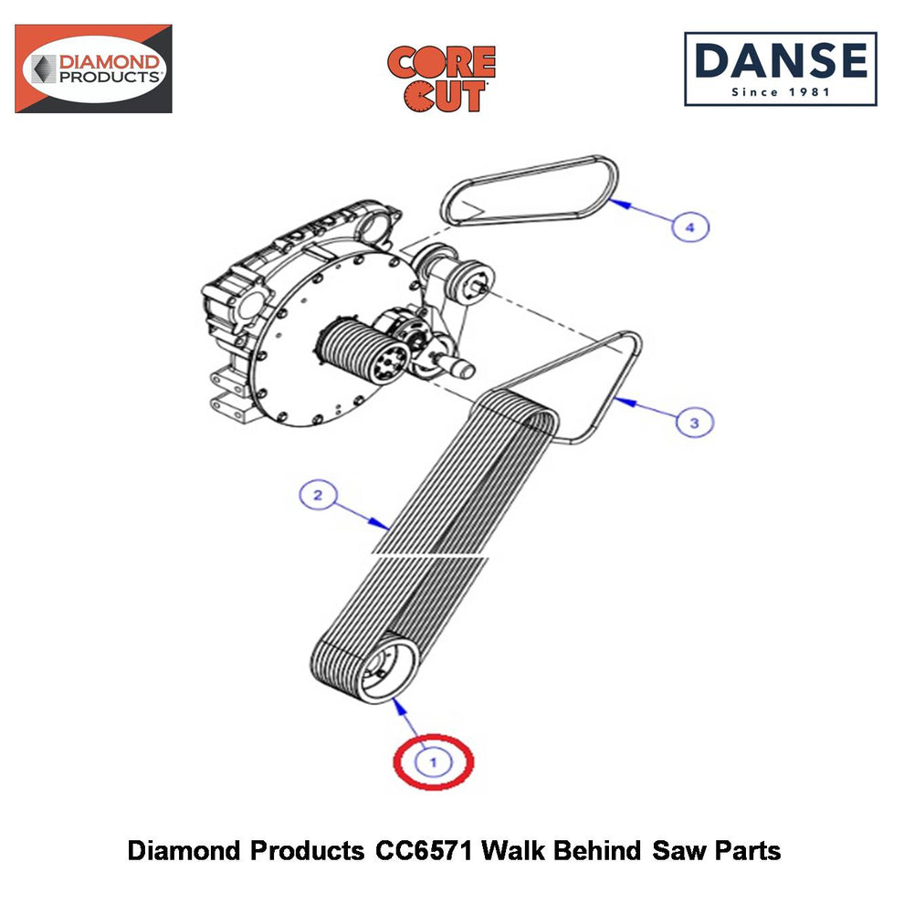 Sheave 10-3V-4.50-2012 With 1-3/4" Taper Bushing 6010545 Fits Core Cut CC6571 Walk Behind Saw By Diamond Products