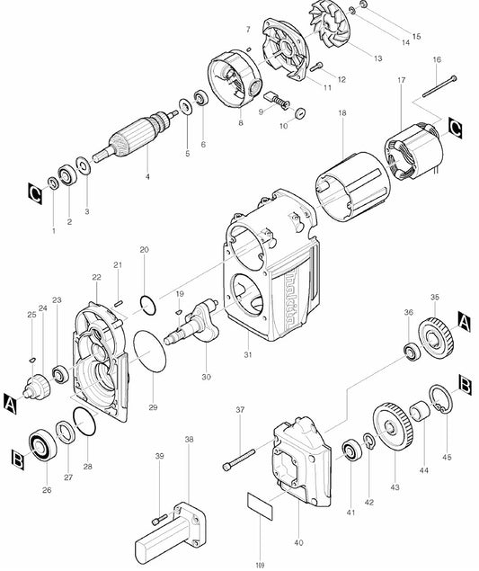 HM1810 Demolition Hammer Assembly Part 1 By Makita