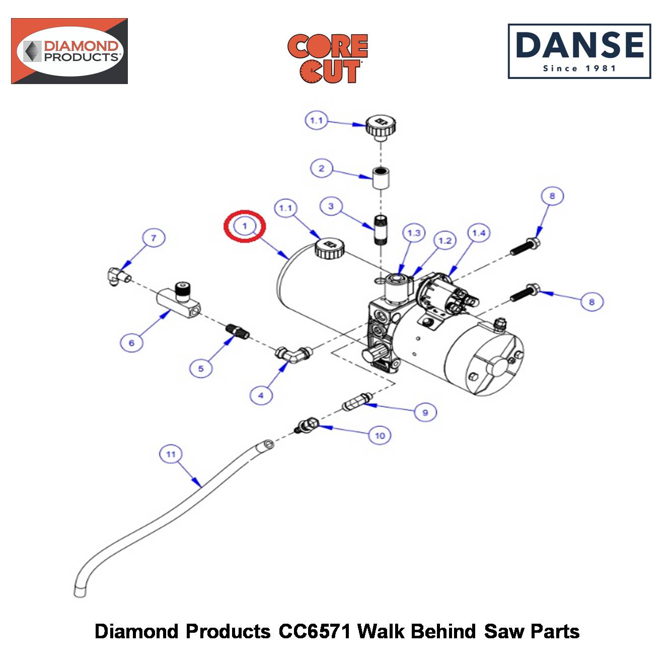 Concentric Power Unit 12 Volt 0.073 Cir Factory Set To 2600070 Fits Core Cut CC6571 Walk Behind Saw By Diamond Products