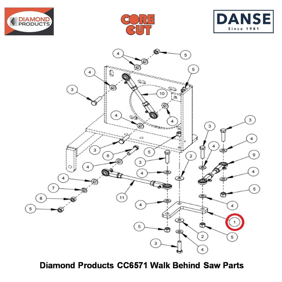 Bell Crank (CC6500) 6010067 Fits Core Cut CC6571 Walk Behind Saw By Diamond Products