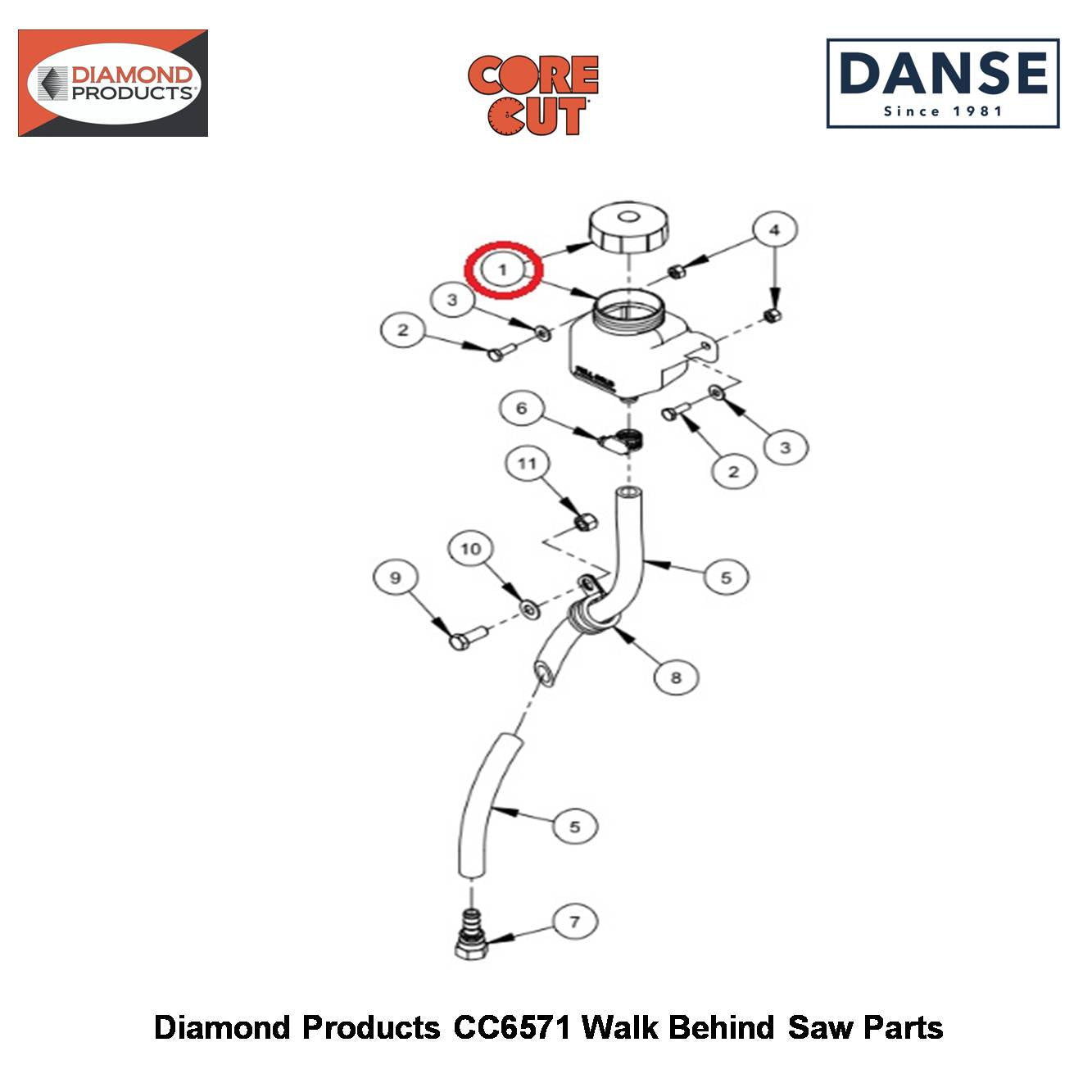 Oil Expansion Tank &amp; Cap 2502039 Fits Core Cut CC6571 Walk Behind Saw By Diamond Products