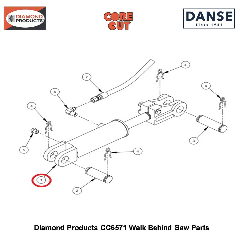 Cylinder 2"BORE X 4-1/2" 2500177 Fits Core Cut CC6571 Walk Behind Saw By Diamond Products
