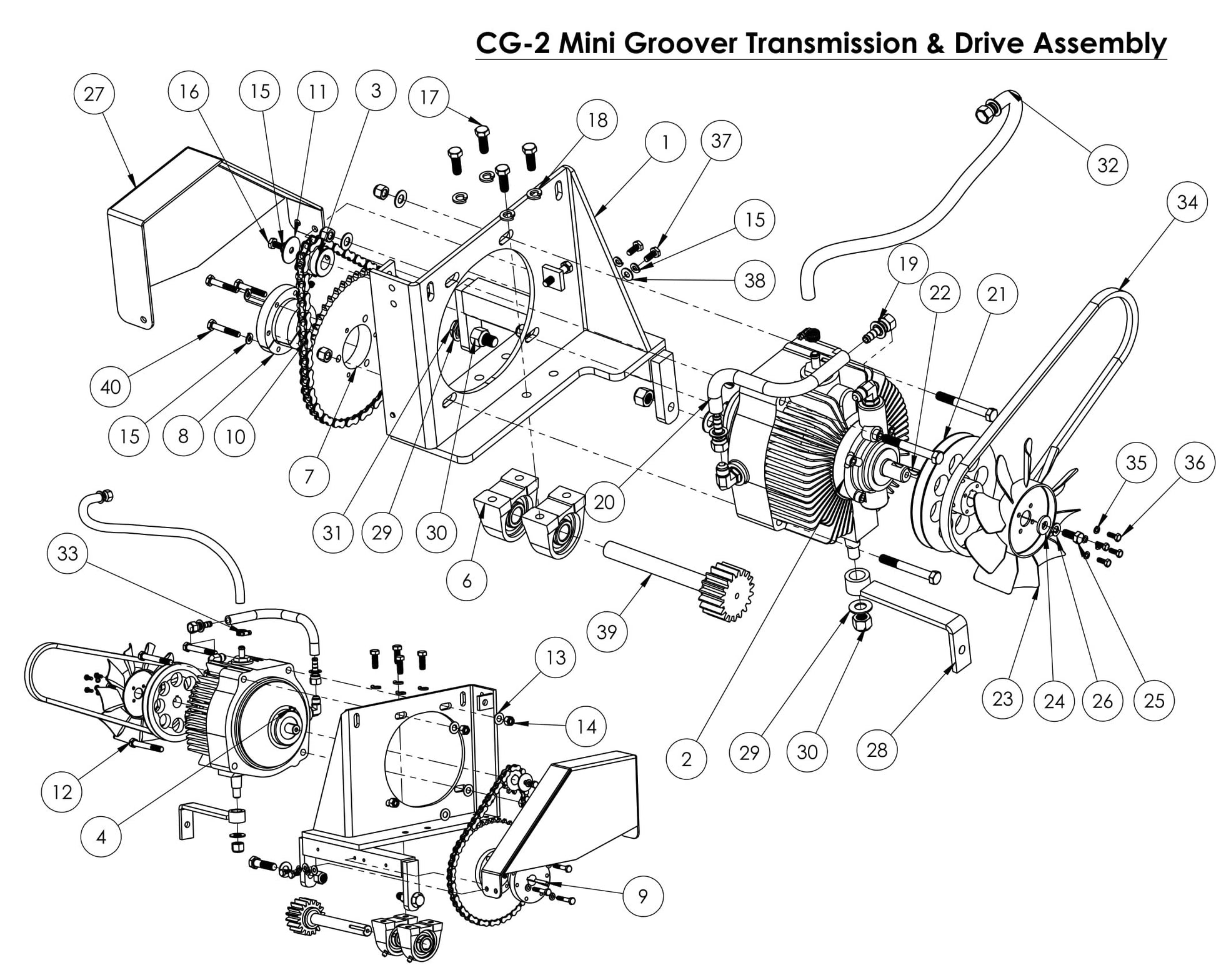 CG-2 (Diesel) Mini Groover Transmission & Drive Assembly