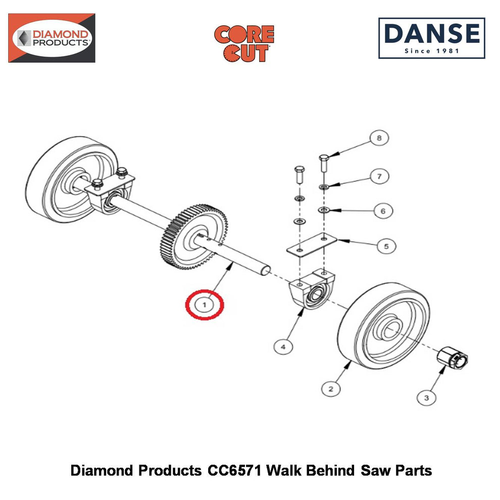Rear Axle Weldment CC6500 With 60 Tooth Spur Gear 6010686 Fits Core Cut CC6571 Walk Behind Saw By Diamond Products