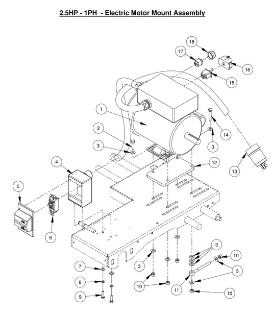 CC500MXL2 2.5HP-1PH- Electric Motor Mount Assembly