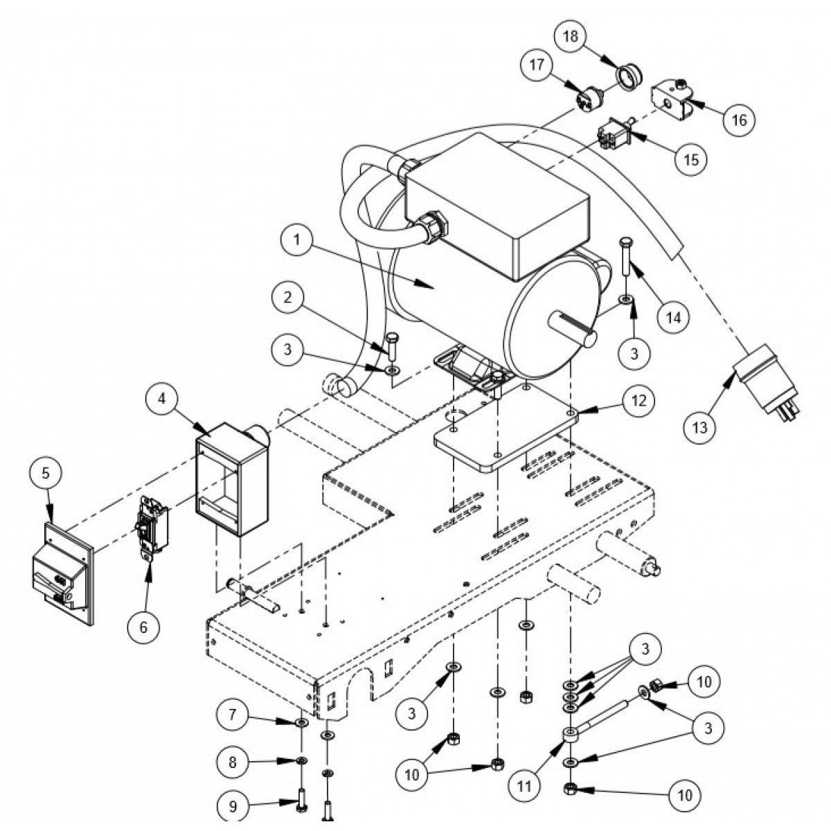 2.5 HP-1 Phase Electric Motor Mount Assembly For CC500MXL2 CORE VAC Core Cut By Diamond Products