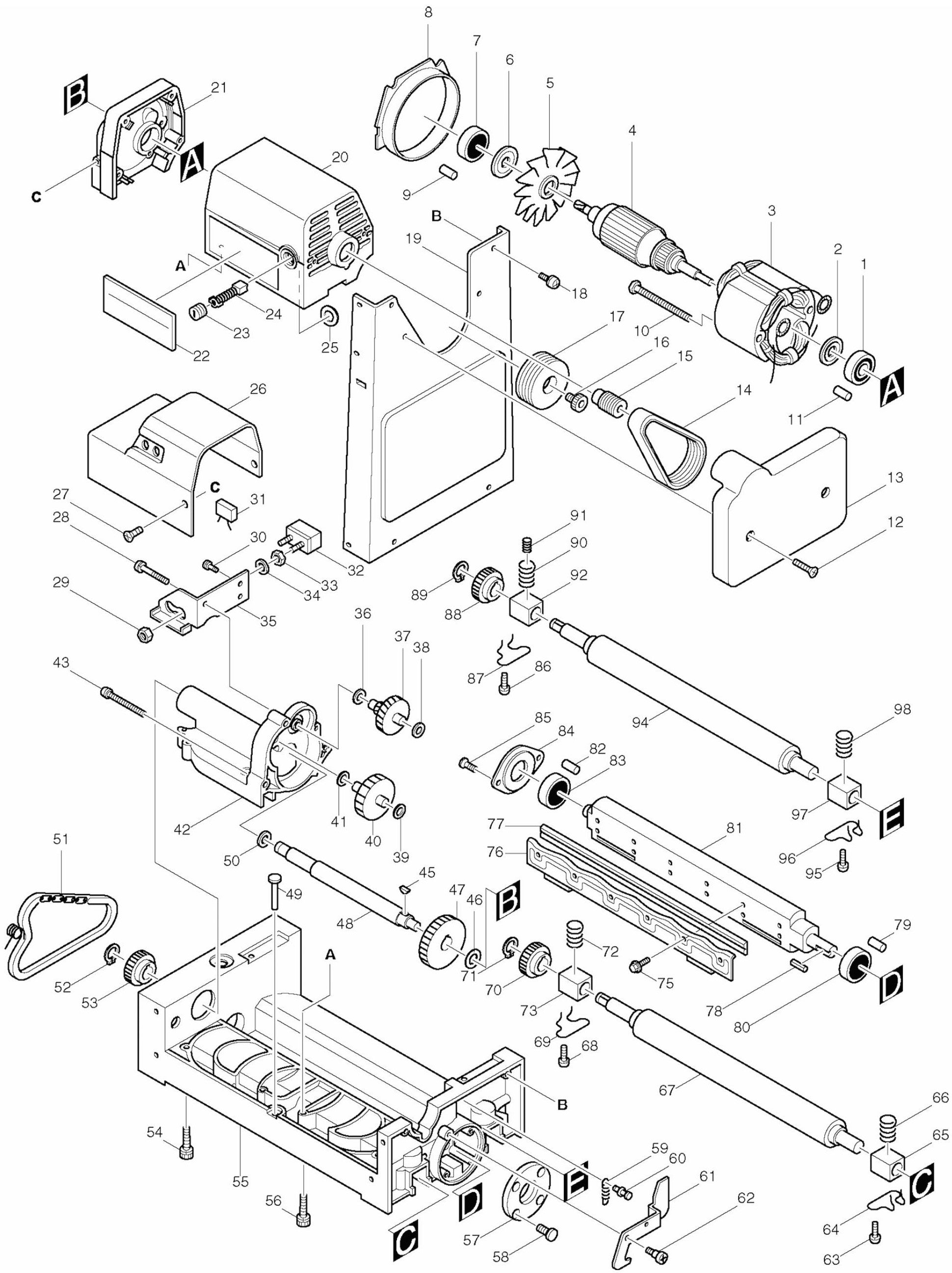 2012NB Planer Assembly Part 1 By Makita