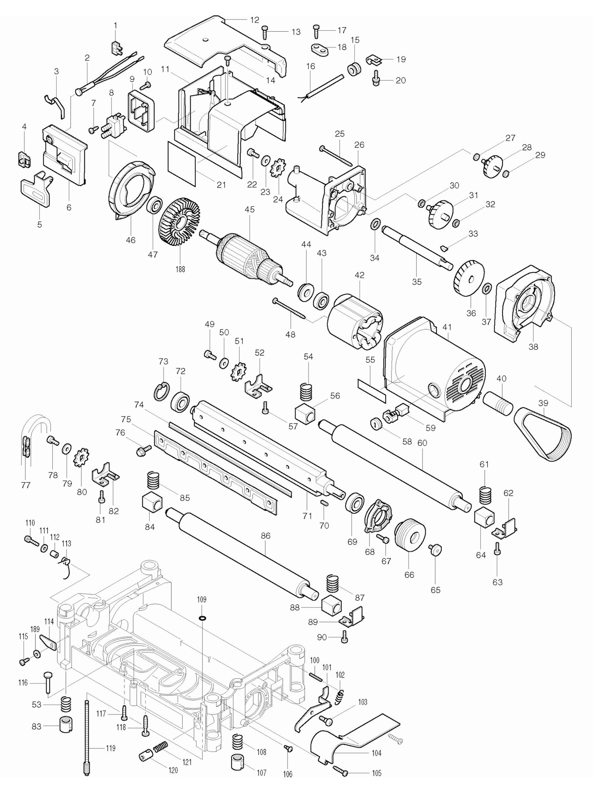 2012NB Planer Assembly-1 Parts By Makita