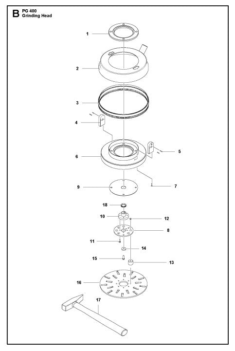 Grinding Head Assembly Parts For PG 400 v.4 By Husqvarna
