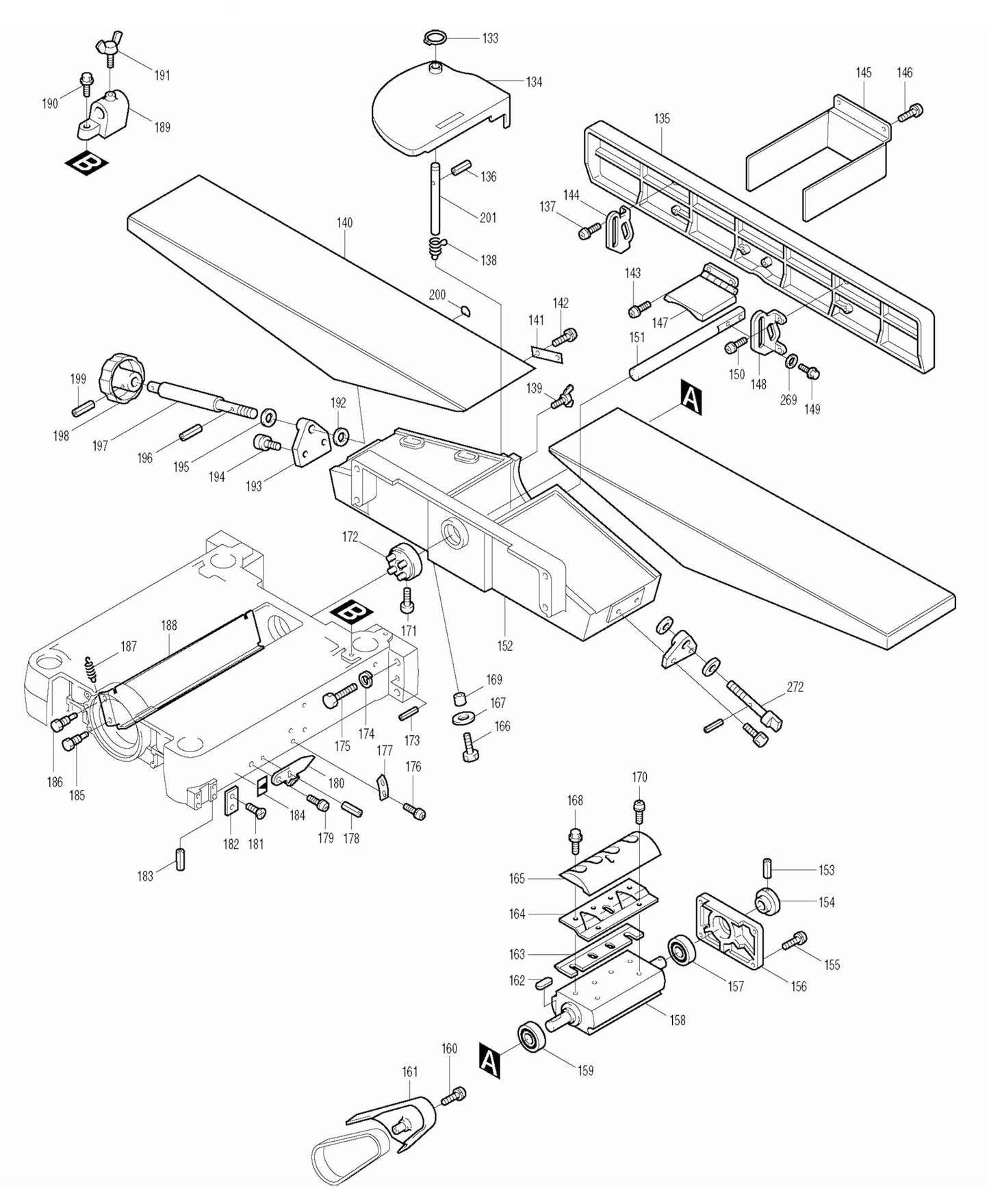 2030N 12 Inch Planer Jointer Planer Assembly-2 Parts By Makita