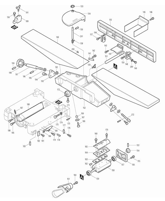 2030N 12 Inch Planer Jointer Planer Assembly-2 Parts By Makita