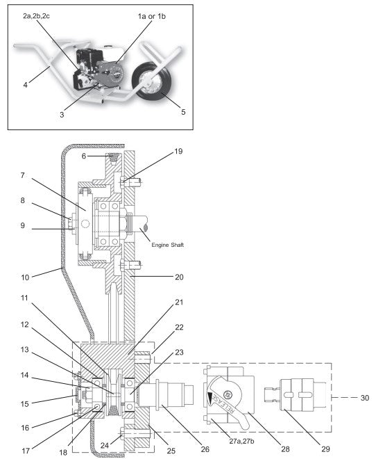 GV-5W Concrete Vibrator Motor Assembly Parts by Oztec
