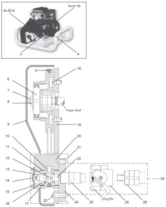 GV-5 Concrete Vibrator Motor Assembly Parts by Oztec