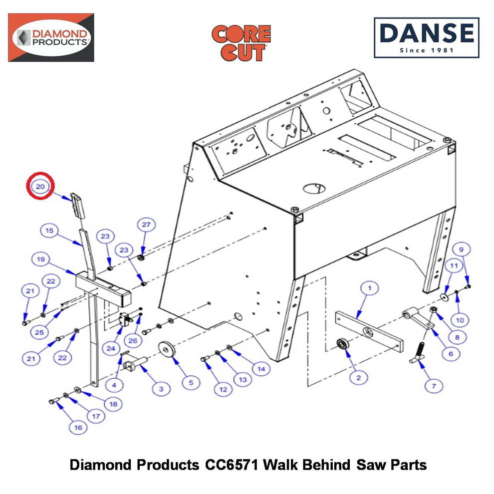 Grip Hand For Eng. Lever 2500002 Fits Core Cut CC6571 Walk Behind Saw By Diamond Products