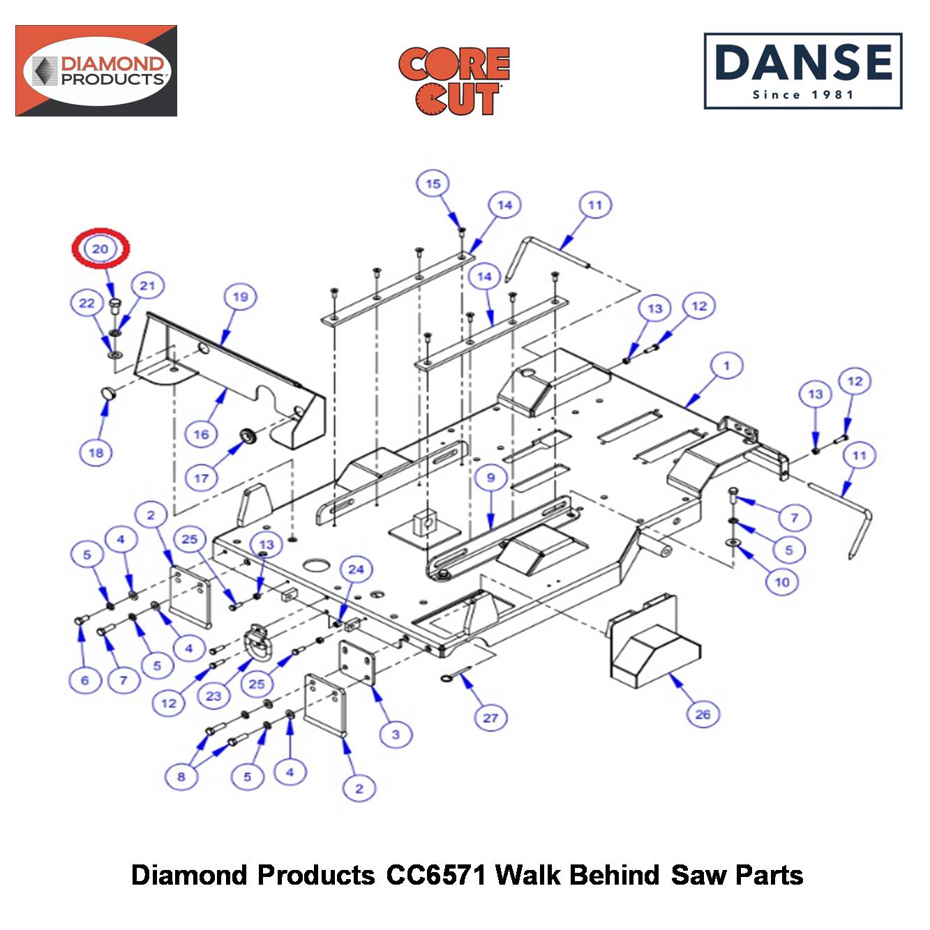 5/8-11X1-1/4 Hex Capscrew 2900512 Fits Core Cut CC6571 Walk Behind Saw By Diamond Products
