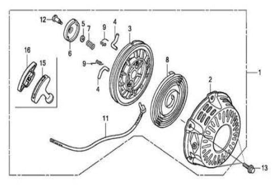 MAC5501G Recoil Starter Assembly Parts