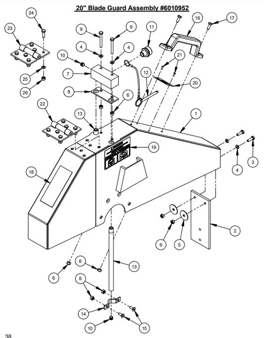 CC2500 Gasoline 20" Blade Guard Assembly Parts By diamond Products