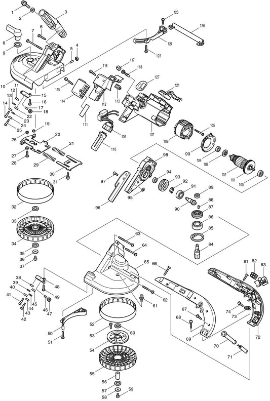 2107FK Band Saw Assembly Parts by Makita 
