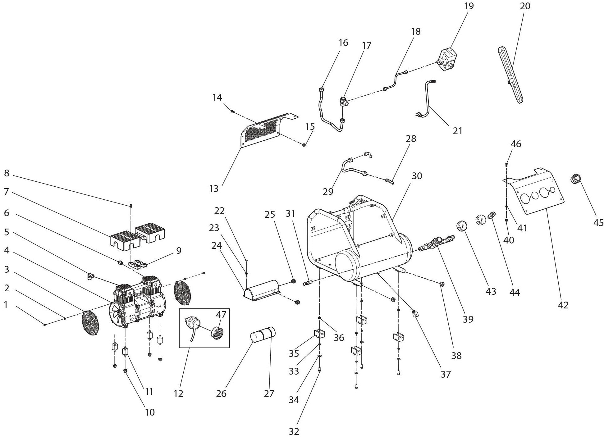 Air Compressor Assembly Parts For MAC210Q Air Compressor By Makita