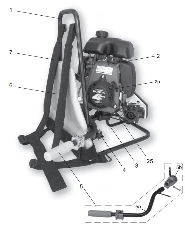 BP-50a Backpack Concrete Vibrator Assembly Parts by Oztec